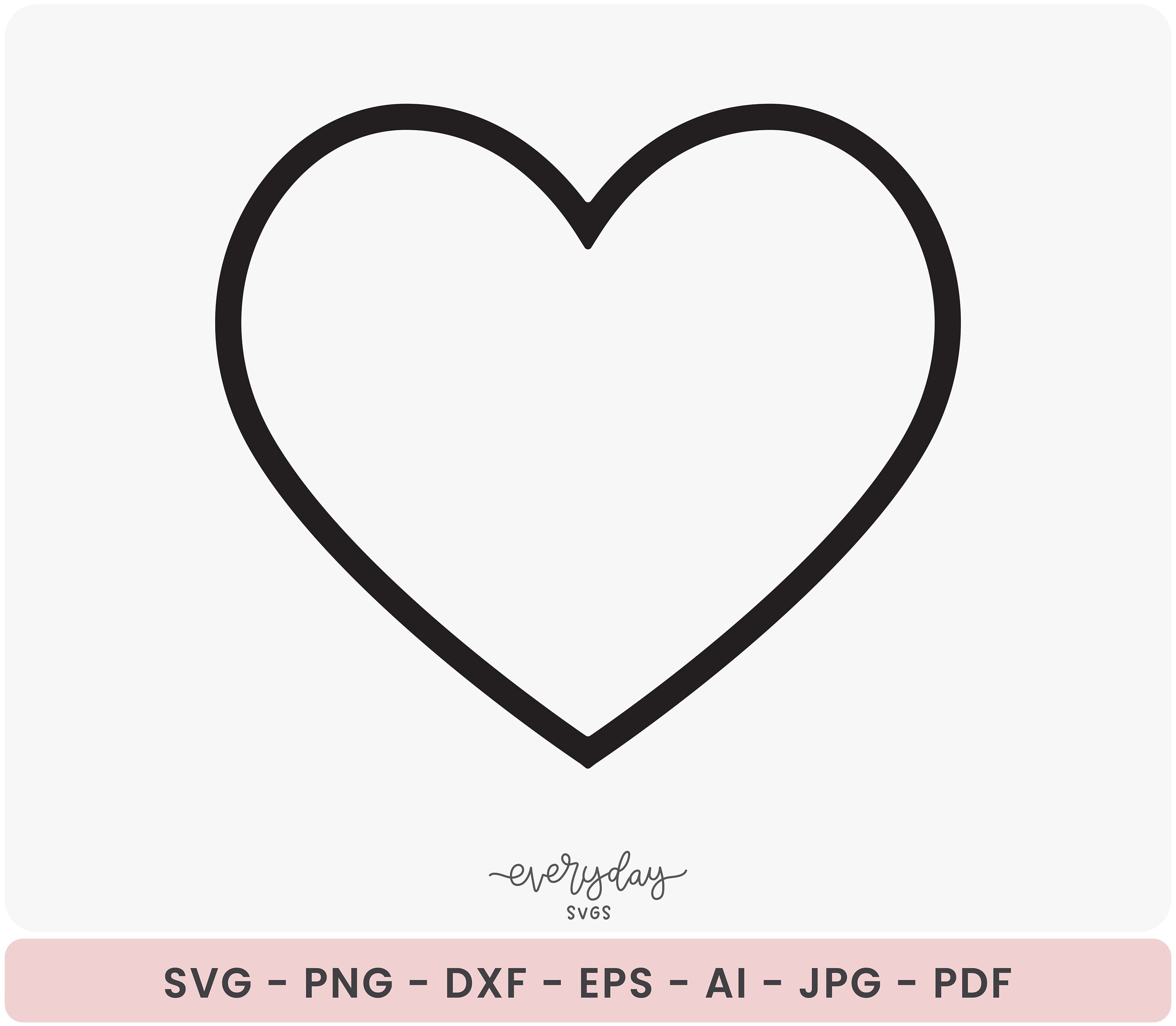 Heart Outline Digital Download Heart Outline Svg, Basic Heart Shape Svg