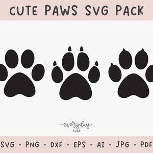 Paw Prints Svg, Dog Paw Clipart, Cat Paw Svg, Animal Footprint Tracks Svg, Lion Paw Print Svg, Tiger Paw Print, Bear Paw Svg, Laser Cut File