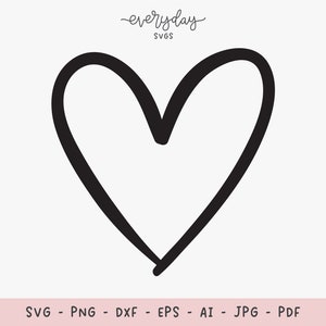 Coração desenhado à mão Svg, Doodle Heart Frame Svg, Scribble Heart Svg para POD Designs, Love Svg para camisas, Heart Shape Outline Svg Clipart Files