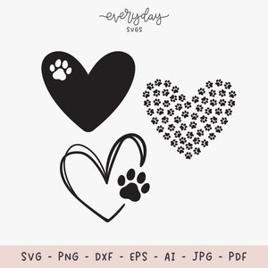 Paw Heart Svg, Paw Print Svg, Dog Mama Svg, Dog Love Svg, Dog Paw Ornament Svg, Scribble Heart Svg, Pet Memorial Svg, Cat Clipart, Cut File
