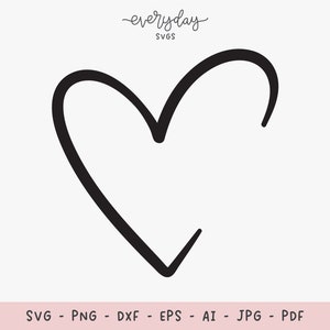 Handgetekende Half Heart Svg, Scribble Heart Shape Svg, Doodle Heart Frame Dxf, Heart Outline Clipart, Love Svg, meerdere bestandstypen inbegrepen