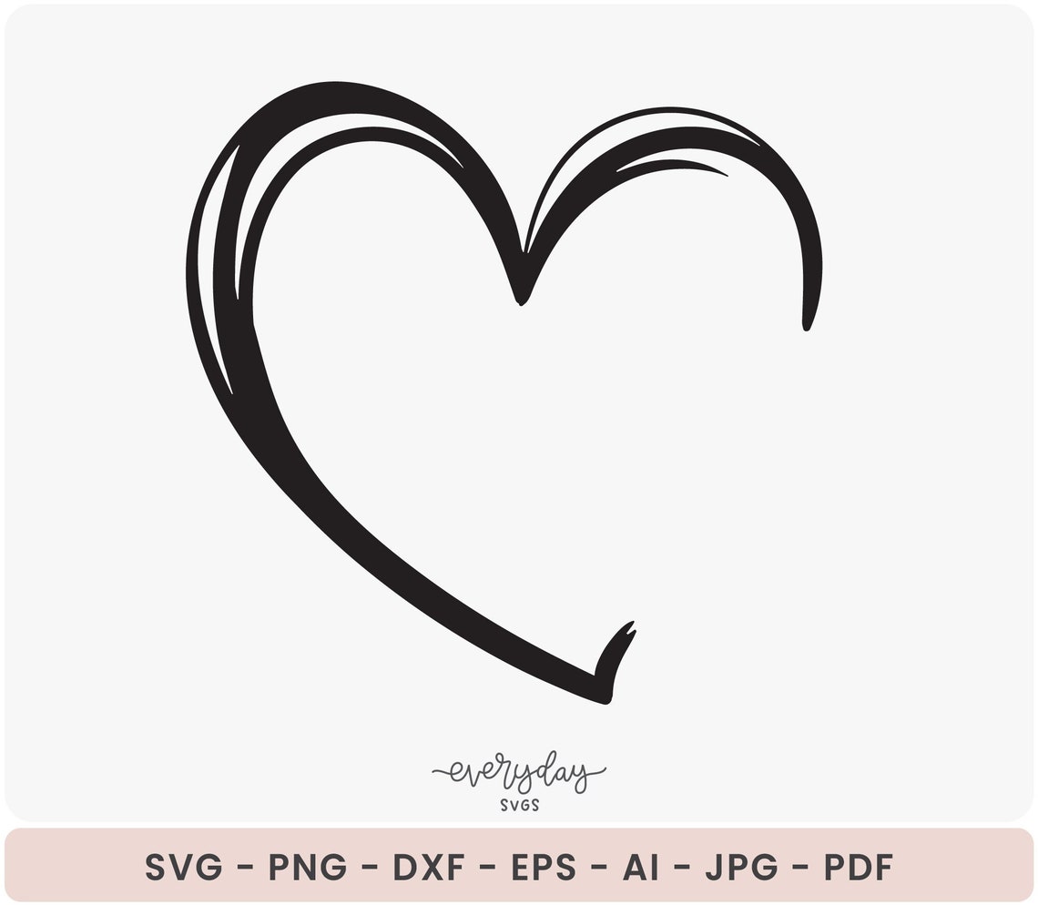 Hand-drawn Half Heart Svg, Scribble Heart Shape Svg, Doodle Heart Frame