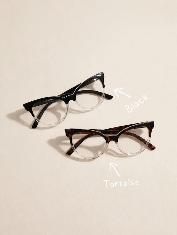 Tortoiseshell Cat Eye Glasses | Vintage Glasses for Women | Designer Inspired Cat Eye Eyewear | Black Cat Eye Frame C11