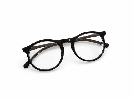 Retro Round Keyhole Bridge Glasses – Unisex Clear Lens Eyewear – Black or Tortoiseshell Vintage Style Frames KR5