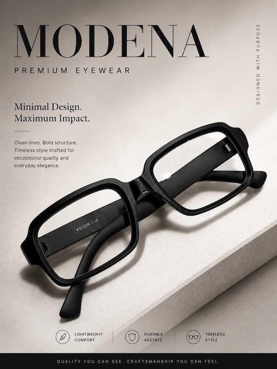 Lightweight Matte  Black Rectangle Eyeglass Frames | Modern Optical Glasses | Unisex Fashion Eyewear | Everyday Prescription Frames A3