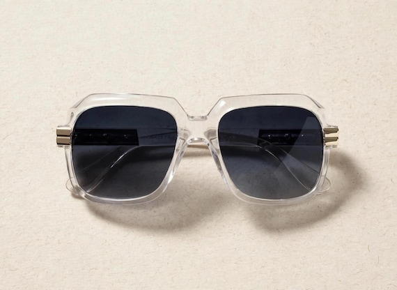 Crystal Clear Oversized Square Sunglasses – Gradient Smoke Lens Luxury Retro Shades