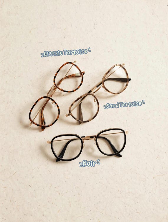 High quality Vintage Square Round Eyeglasses - Retro Gold Frame Glasses - Black and Tortoiseshell - Fashion Frames - Clear Lens Glasses DE1