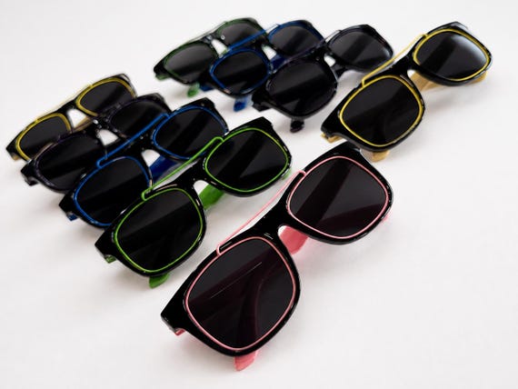 Retro Square Sunglasses, Color Trim Shades, Black Frame Sunglasses, Unisex Fashion Eyewear, 5 Color Choices E1