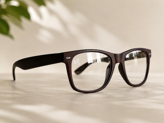 Handcrafted Wood Wrapped Eyeglass Frames | Vintage Square Optical Glasses | Men Women Prescription Eyewear | Dark Brown Frame CL1