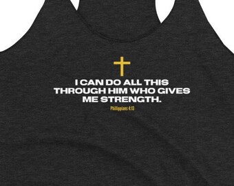 Bible Verse - Phillipians 4:13 - Women's Racerback Tank