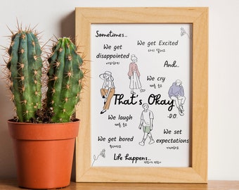 Exo D.O. 디오 Cartel: Está bien 괜찮아도 괜찮아, impresión de arte digital K-pop, D.O. Cartel lírico, tema minimalista, Descarga digital