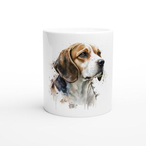 Beagle Watercolor Mug – 11oz Ceramic Coffee Mug, Dishwasher & Microwave Safe, in Your Choice of Color