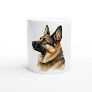 Majestic German Shepherd Mug – 11oz Ceramic Coffee Mug with Colored Rim – Perfect for Dog Lovers