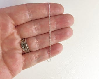 Dainty Sterling Silver Necklace Chain • 1mm with Lobster Clasp