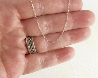 Dainty Sterling Silver Chain Necklace, 1mm Finished Chain