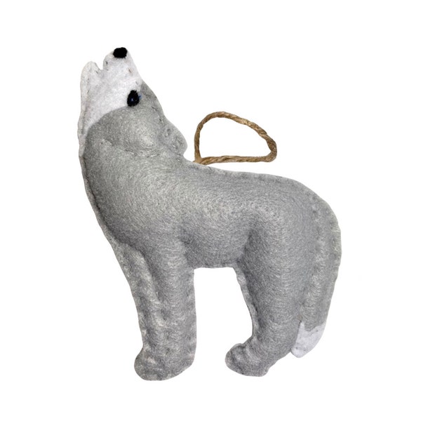 Felt Gray Wolf Christmas Ornament