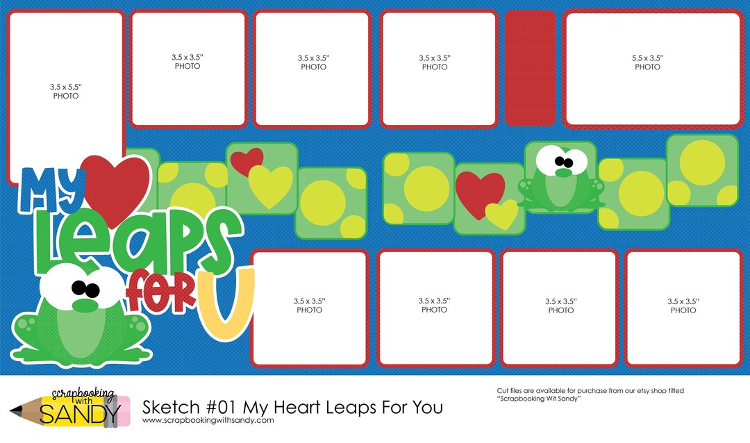 Scrapbook Sketch My Heart Leaps for You and Cut File - Etsy
