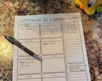 Printable Week at A Glance Calendar, Weekly Organizer Printable, Week ...