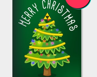 4x6 - Printable Zelda Holiday Card, Hyrule Christmas Tree Holiday Card, Instant Download Link Printable Card