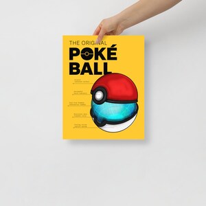 Original Ball Poster, Pocket Monsters, Poke Print, Yellow Print, Gamer Decor, Home Gamer Decor