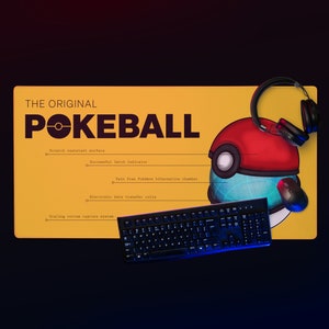 Original Ball Gaming mouse pad, Pocket Monsters, Poke mon Gaming Mouse Pad, Yellow Decor, Gaming Room, Gamer Set Up, Gamer Pad