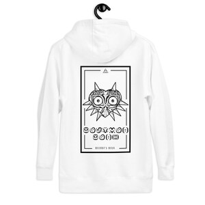Majoras Maske Zelda Wahrsager Karte WeißEr Unisex Hoodie, Weißer Sweatshirt Zelda Sweatshirt, Weißer Hoodie, Majoras Maske Hoodie