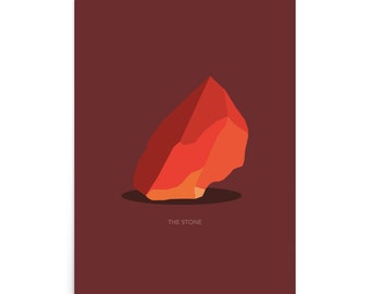 Póster de piedra filosofal, Póster de alfarero minimalista, Impresión roja, Póster rojo, Decoración del hogar rojo, Decoración del mago
