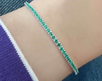 Tennis Bracelet • Emerald Tennis Bracelet • Gift for her * Minimalist Bracelet • JewelryOptimist *B1125