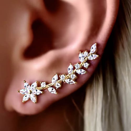 BLOSSOM CLIMBER EARRINGS - GOLD/CLEAR main image 1