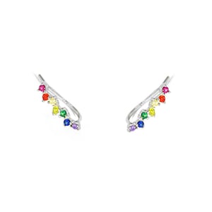 Tiny Rainbow Earrings, Rainbow Ear Climber Earrings, gift for her, pride gift Silver