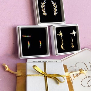 Tiny Rainbow Earrings, Rainbow Ear Climber Earrings, gift for her, pride gift image 8