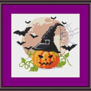 Halloween pumpkin, Cross Stitch Pattern, Pattern PDF - Instant download, DIY, Mini cross stitch, Gift idea, Home decor