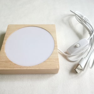 Square Wooden Led USB Light Base, Cold/Warm Light Component for Holding Statue or Stand Alone as A Night Light,USB Powered Light Stand