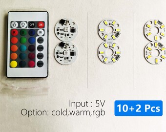 10 PCS of 5v Led Light Component, Cold Light | Warm Light | rgb Light with Remote, Suitable for DIY Use, 2 Extra PCS for Free,Wholesale Deal