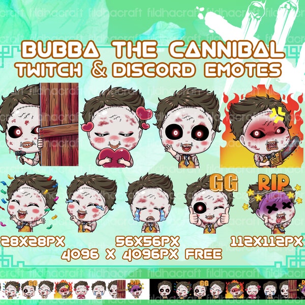 Cute Bubba The Cannibal Dead By Daylight Twitch Emotes Bundle, Bubba The Cannibal Emotes pack, Streamer Gaming, Monster Chibi, Avatar emotes