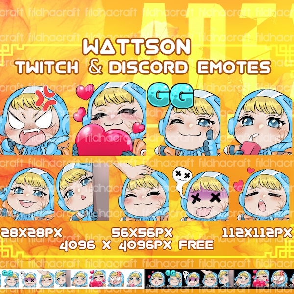 Wattson Twitch Emotes Bundle, Wattson Emotes pack, Wattson Discord Emotes,Wattson Cute Chibi emotes, Streamer and Gaming, Apex legends cute,
