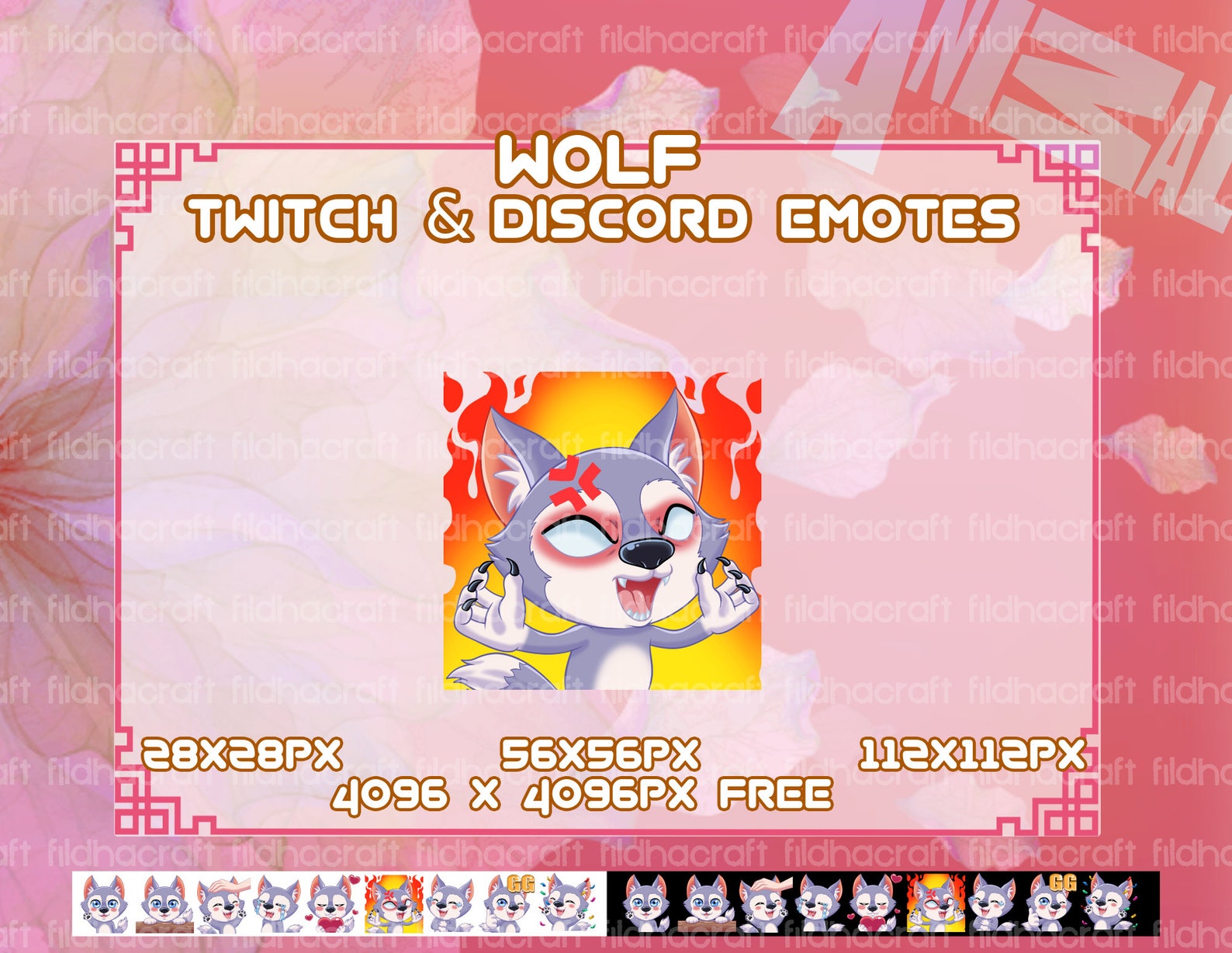 Cute Wolf Twitch Emotes Bundle Wolf Emotes Pack Wolf Discord Etsy