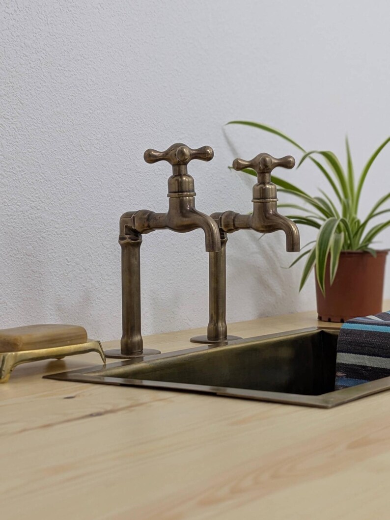 Grifos de cocina de latón - Estilo rústico antiguo - Acabado en bronce envejecido imagen 13