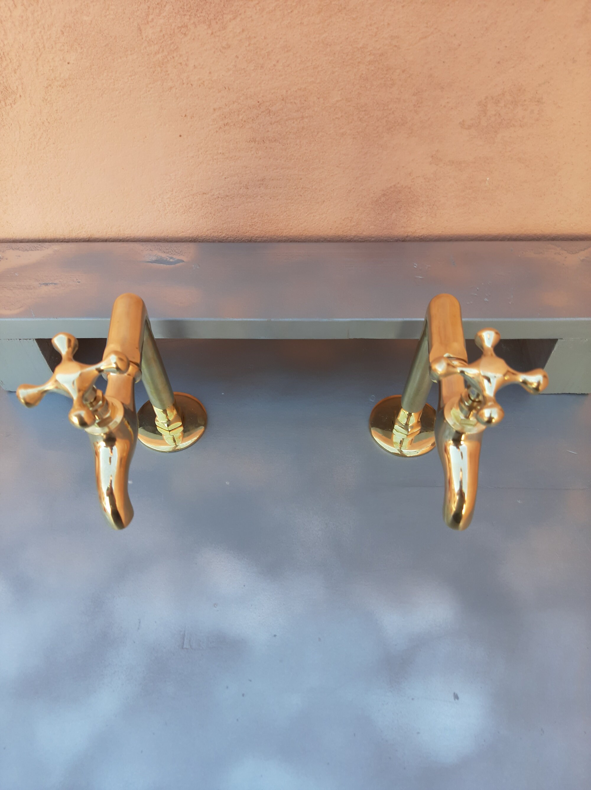 Unlacquered Brass Taps Faucet With Upstands, Sink Brass Kitchen Taps ...
