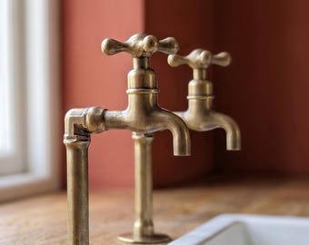 Brass Kitchen Taps - Antique Farmhouse Style - Old Bronze Finish