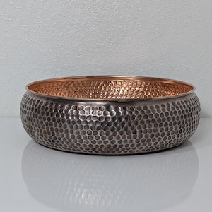 Hand Hammered Copper Vessel Sink: Rustic Bathroom Decor (13&quot;)