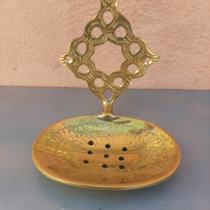 Handmade Moroccan Brass Soap Dish with Drain