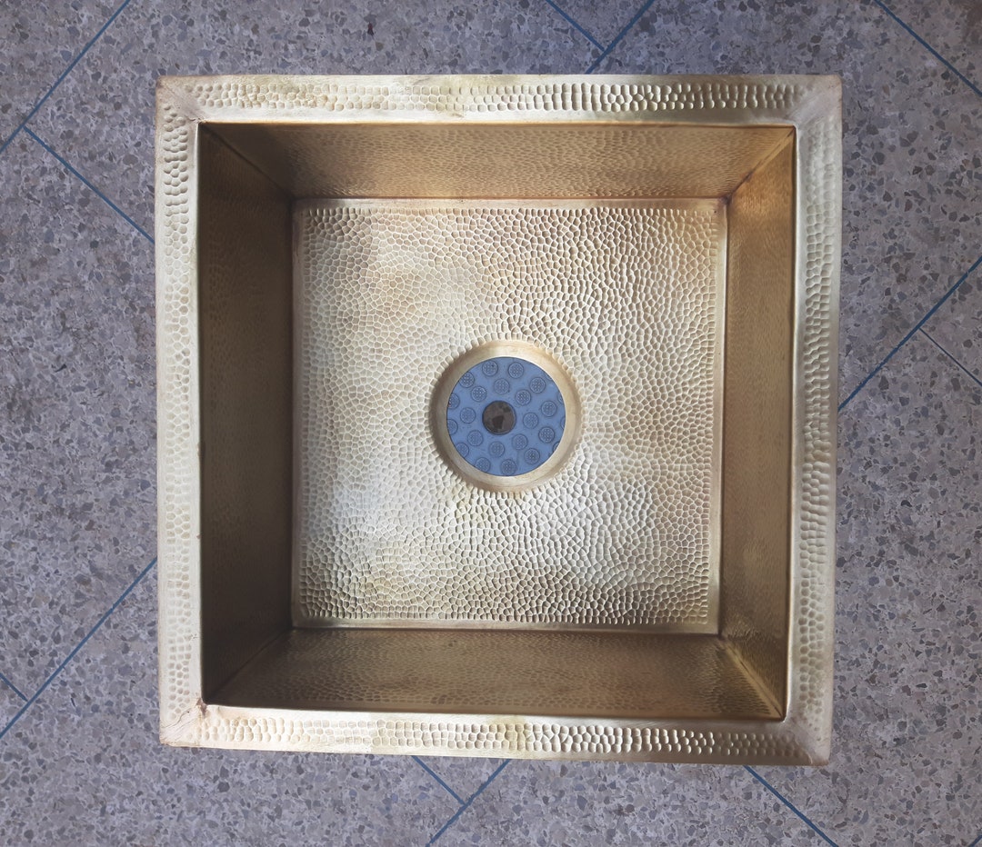 Unlacquered Brass Bar Sink Solid Brass Undermount Hammered Etsy