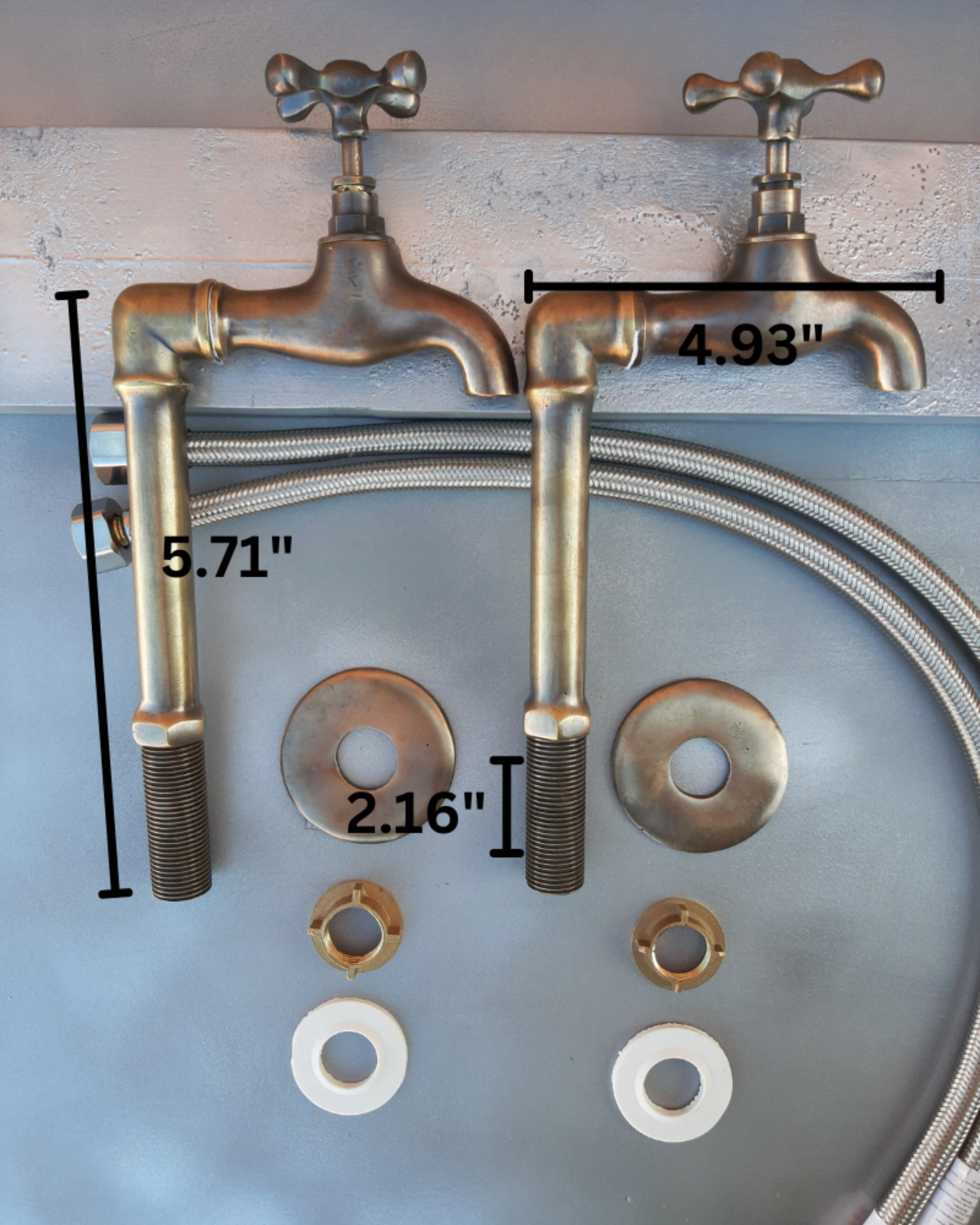 Countertop Brass Taps With Upstands, Brass Pair Taps, Oil-rubbed Brass ...
