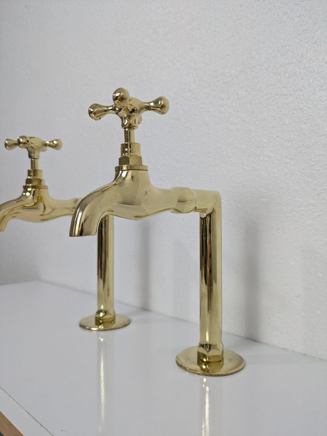 Unlacquered Brass Kitchen Faucets With Upstands: Customizable Size - Etsy