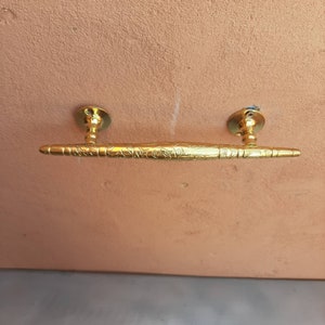 Handmade Unlacquered Brass Cabinet Pull: Kitchen & Bath Handle