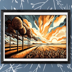 Bunte Sonnenaufgang Landschaft Druck, Wohnkultur Wandkunst, Wohnzimmer/Schlafzimmer/Küchenkunst, Digitaldruck, A4/A3/A2/A1 Größe