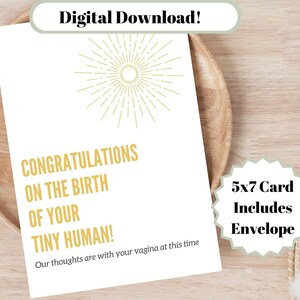 Biglietto di congratulazioni divertente per la neo mamma / Congratulazioni per il neonato / Biglietto per la nascita / Download digitale / Biglietto 5x7 con busta / Biglietto per la nascita