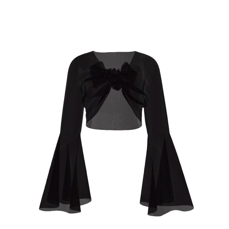 Black Bell Sleeve Sheer Brunch Dress main image 1