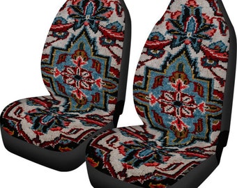 Tribal Design Blau und Rottöne, Universal Autositzbezug mit verdicktem Rücken